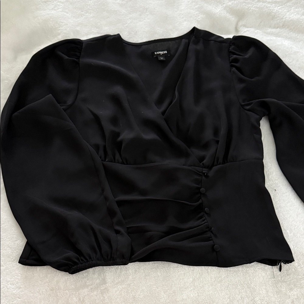 Express Black Wrap Blouse